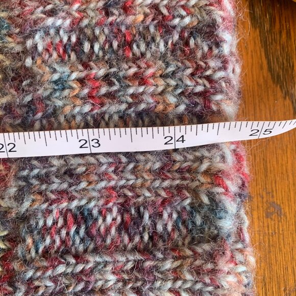 VTG 90s EXPRESS Hand Knit Sweater M Wool Alpaca Multicolor Turtleneck Chunky - Picture 5 of 5